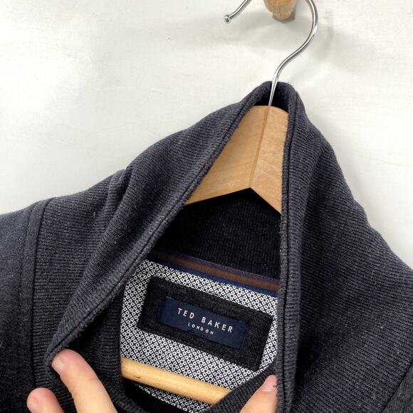 Ted Baker gray Men's Shawl Collar Pullover - Picture 3 of 4